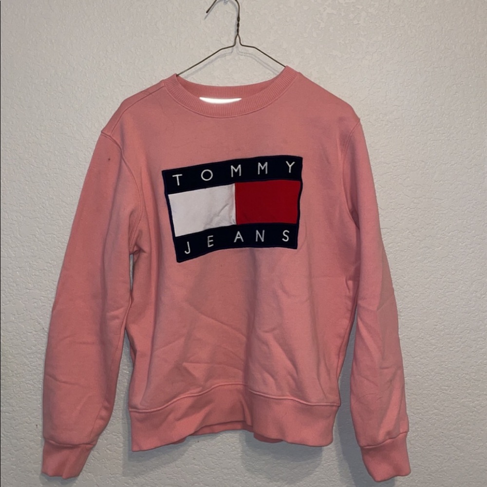 Mens pink Tommy crew neck